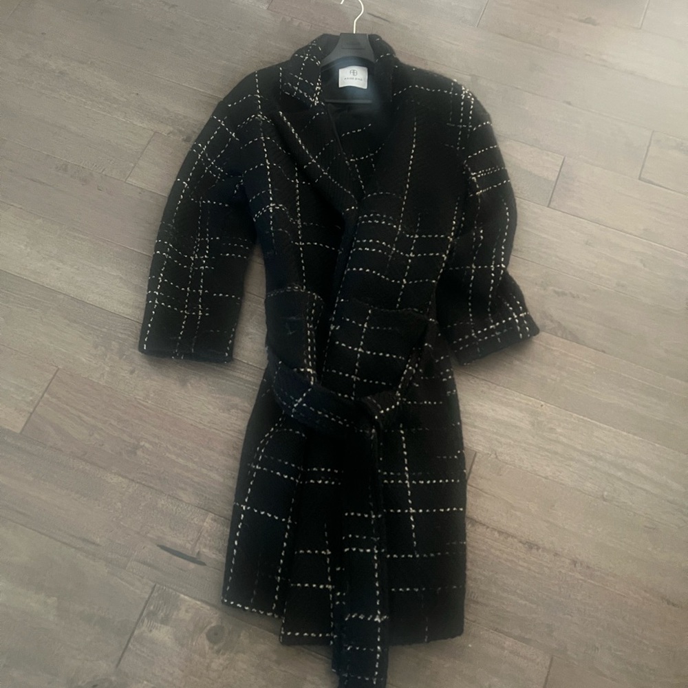 Anine Bing Black and White Wool Coat